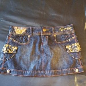 Dereon Jean skirt with gold accents